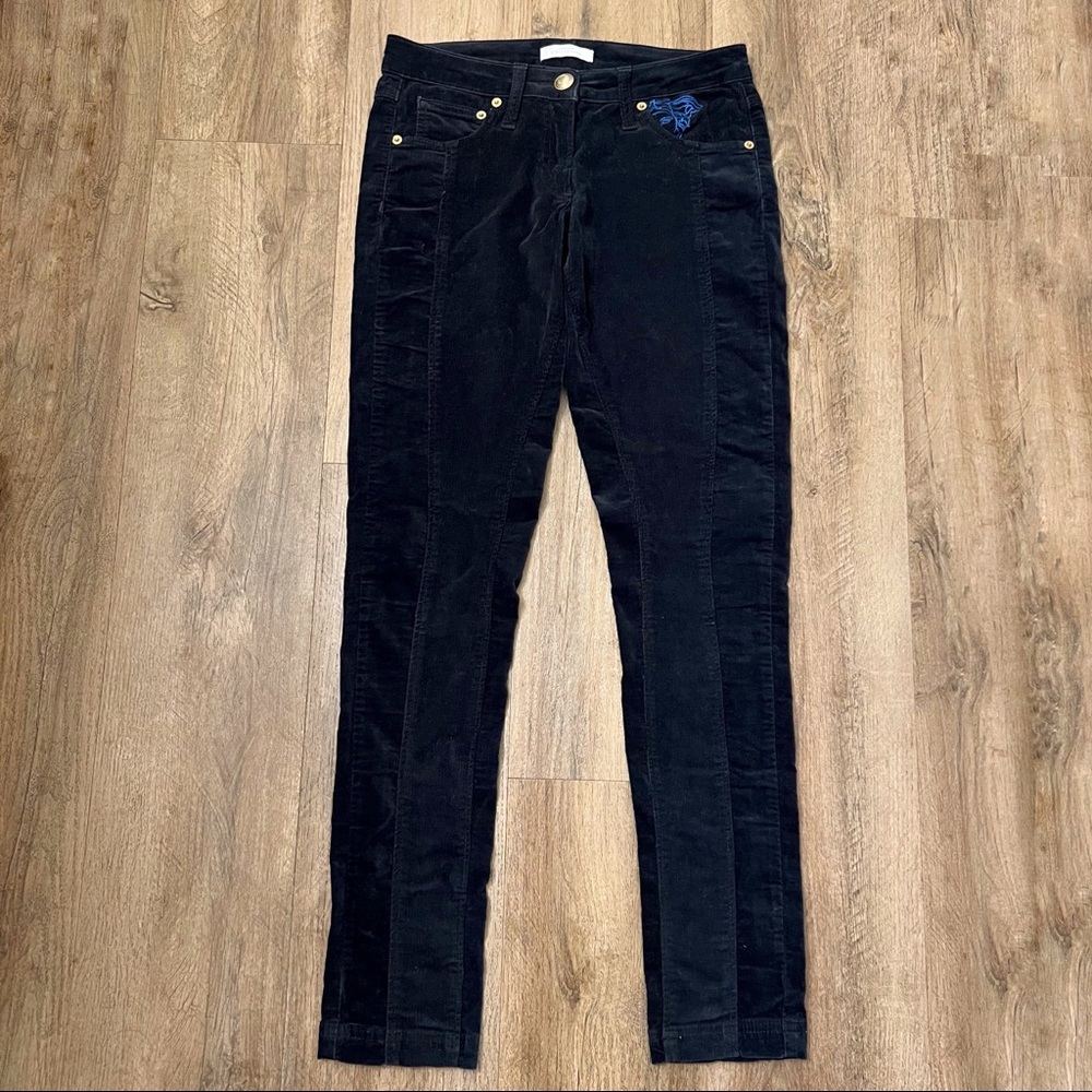 Versace‎ Collection Corduroy Embroidered Pants Black